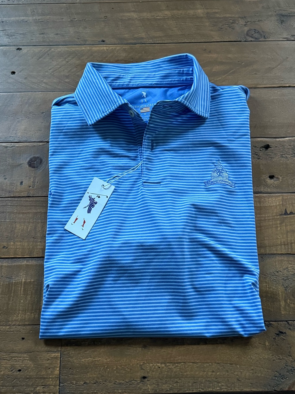 fairway & greene men’s medium blue golf polo shirt NWT